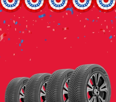 Four Tires on Red Background